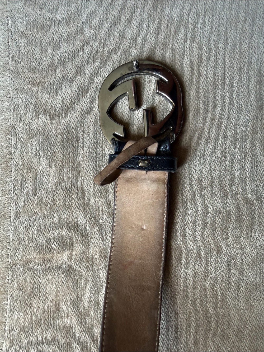 Gucci Black Leather Belt with Green and Red Web and Silver Double G Buckle - Picture 8 of 9